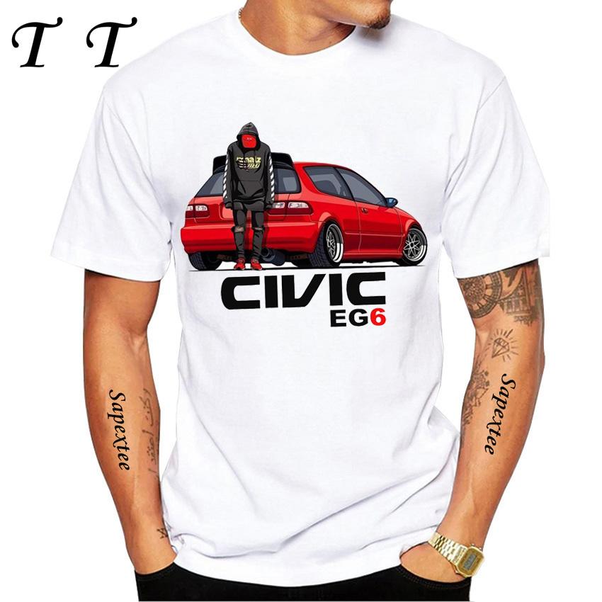 Kanjo Racer Civic Klasyczny T-Shirt Nowy Lato Męski Krótki Rękaw Retro Drift King Samochód T-Shirty Chłopięce Casualowe Białe Koszulki