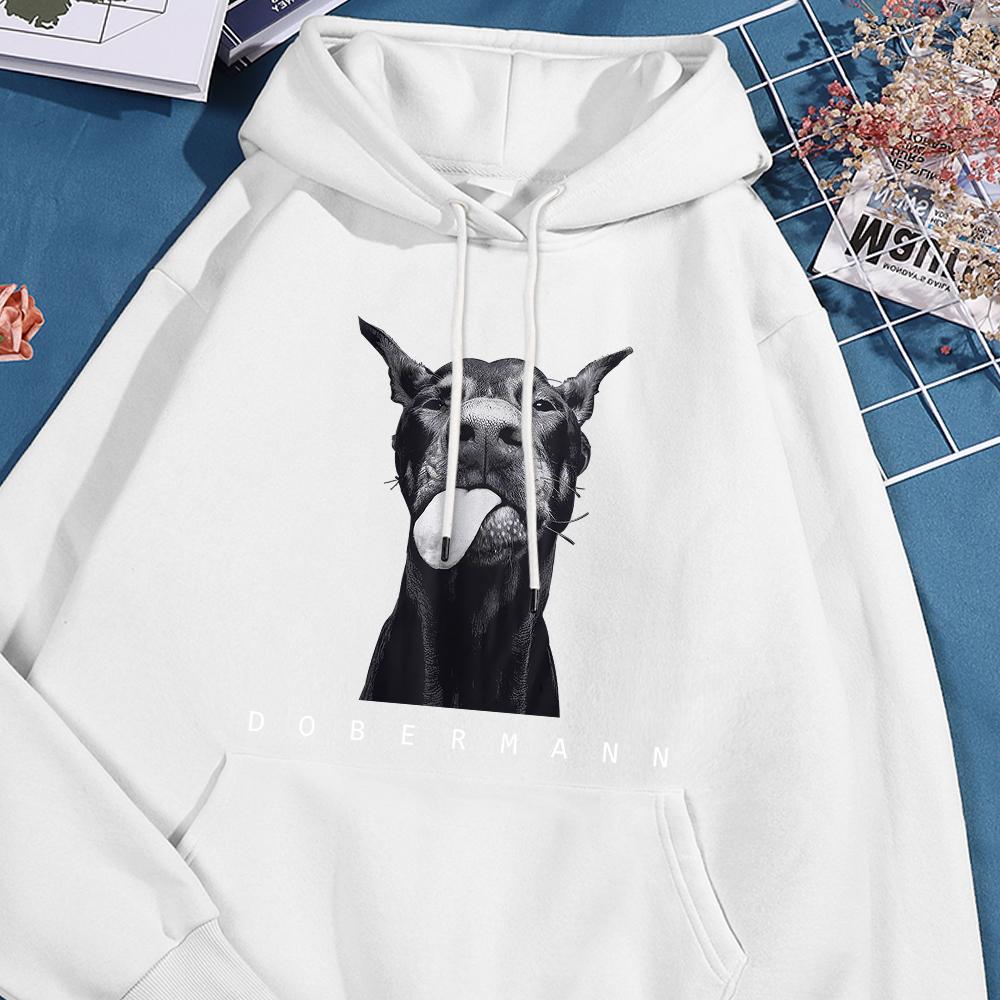 Dobermann Druck Mann Hoodie Vintage Warmer Hoodie Lässige Passform Kapuzenpullover Einfach Große Größe Sportbekleidung Damen