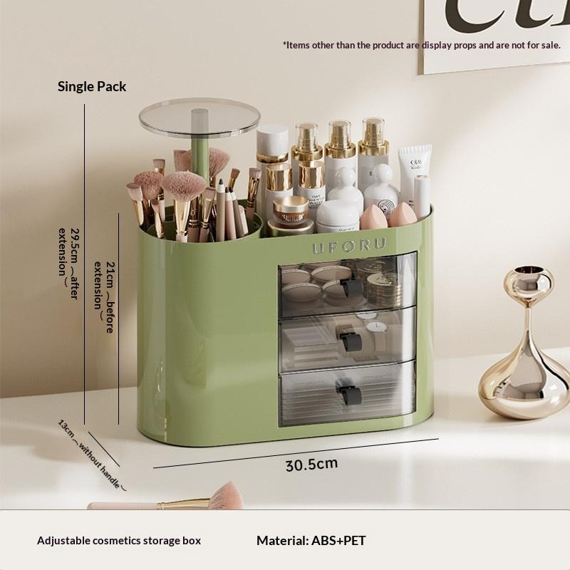 Cosmetic Storage Box Makeup Organizer Drawer Set with Auto Push Lifting for Multi Layer Storage on Vanity Tabletop
