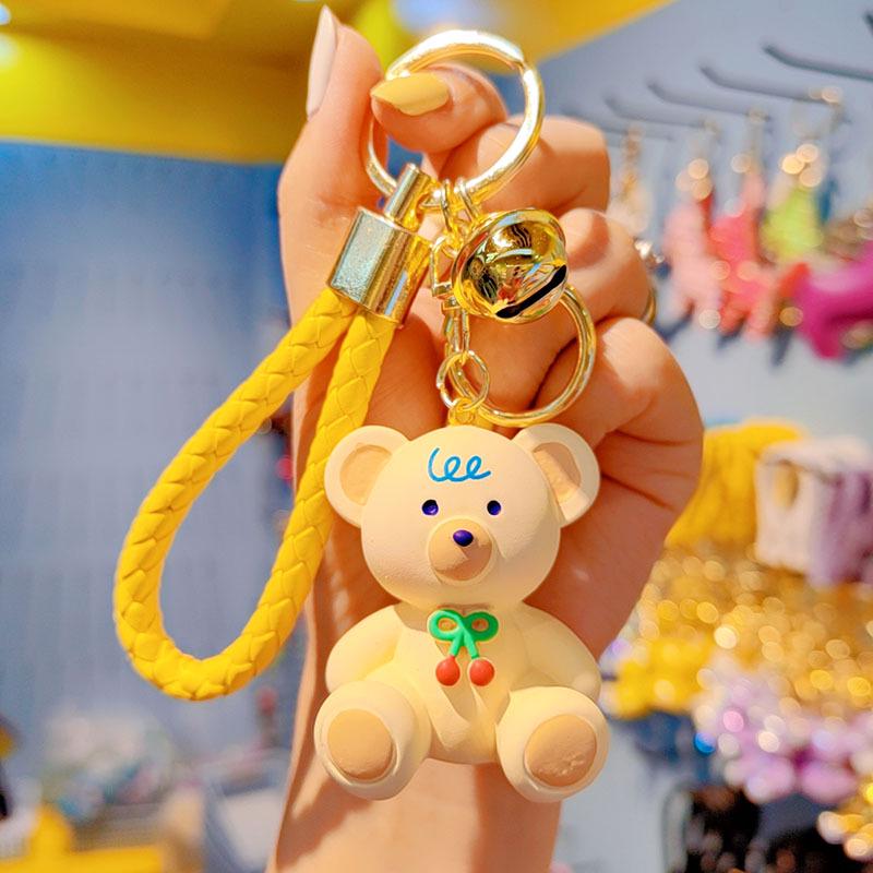 Creative Cherry Bear Resin Keychain - Cute, Fashionable Backpack Pendant for Women