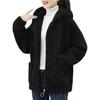Winter Women Fleece Hoodie Windproof Thick Outerwear Cardigan Jacket with Drawstring Hood Full Sleeves Zipper Closure