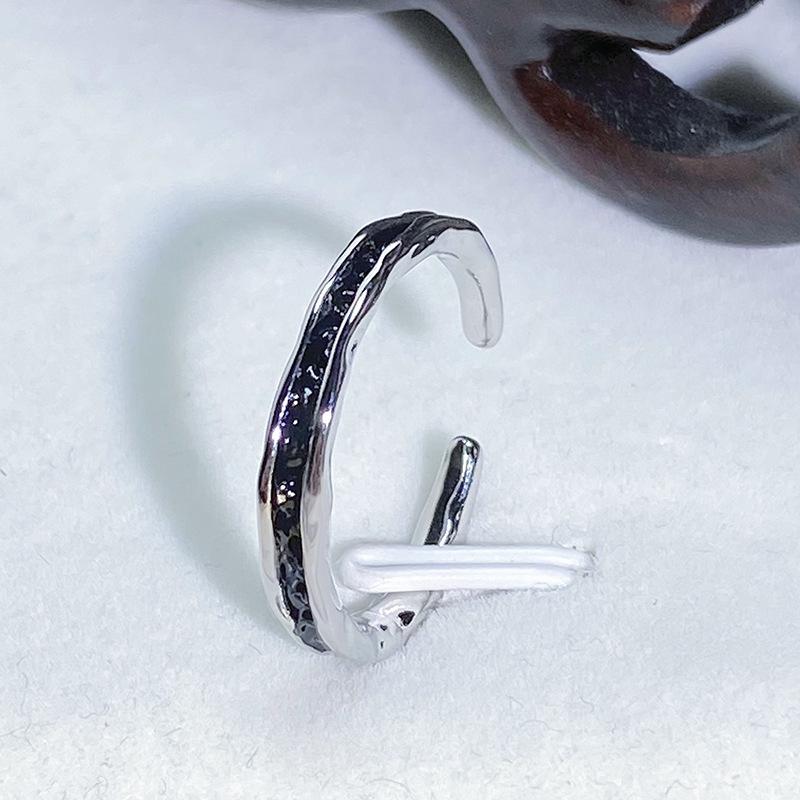 Dark Personality Dripping Oil Niche Design Couple Open Ring Niche High Sense Pair Ring Fashion Ring Women Adjustable opening