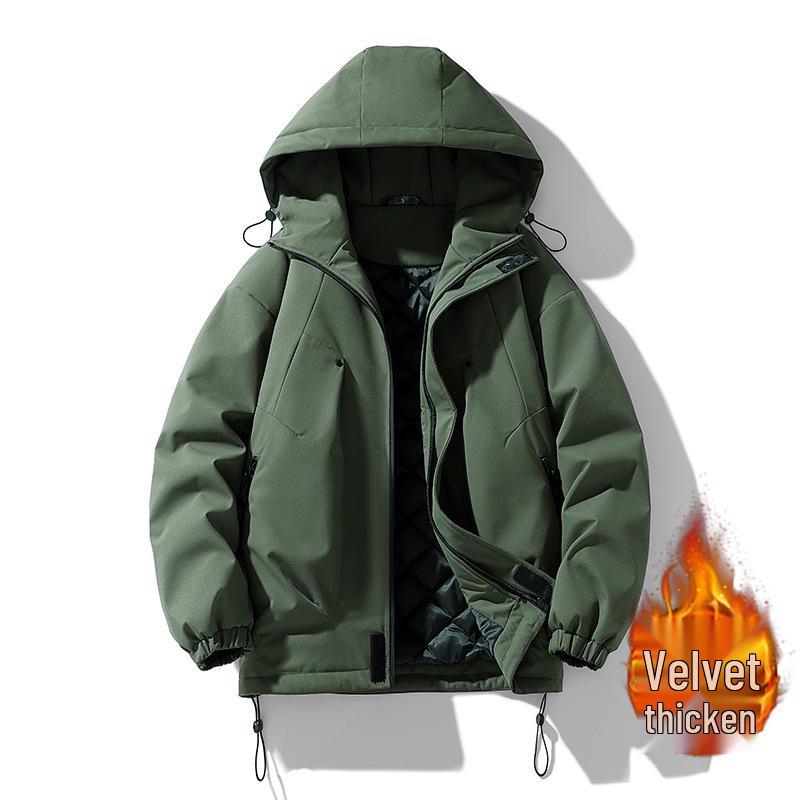 Men's Windproof Outdoor Shell Jacket - 2025 Autumn/Winter Thickened Cotton Casual Workwear Outerwear