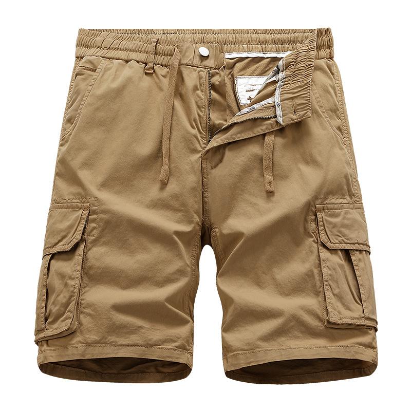 Men's Cargo Shorts Elastic Waist Drawstring Summer Casual Cotton Work Athletic Shorts Lightweight Outdoor Hiking Tactical Shorts