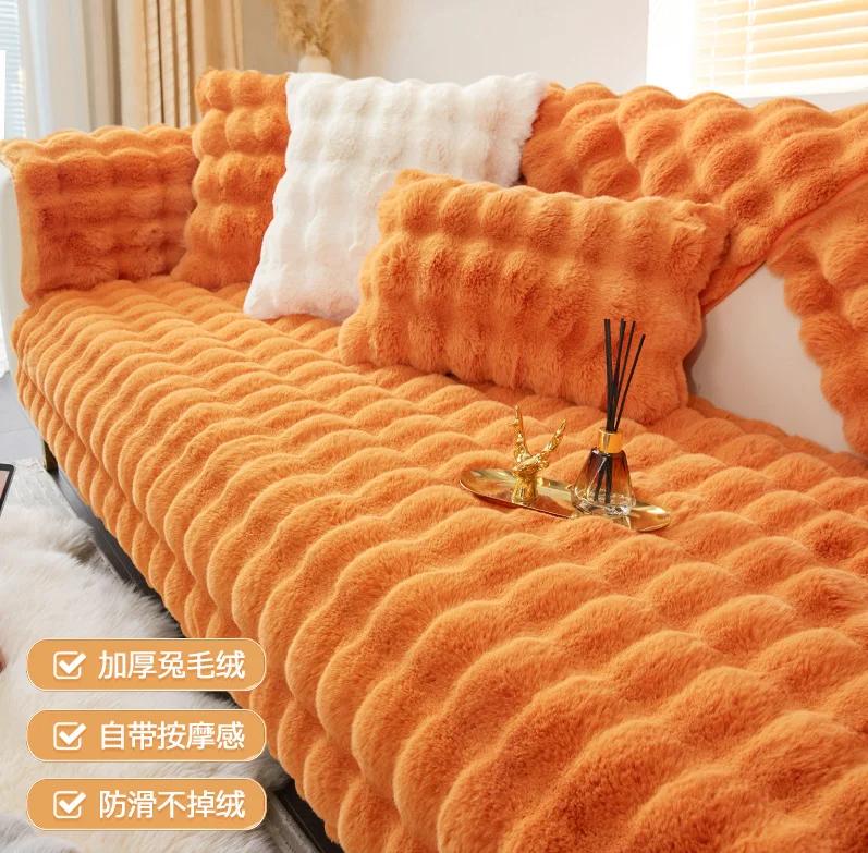 Winter Couch Seat Covers for Sofas Funda Sofa  Lugares Fundas Sofas Plazas Plush L Shape Sofa Cover Home Chair Mat Blue Towel