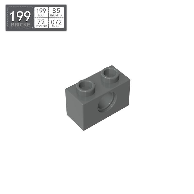 BRICKE 1x2 Brick with Hole - Compatible with Lego, MOC Loose Parts, Small Particle Building Blocks