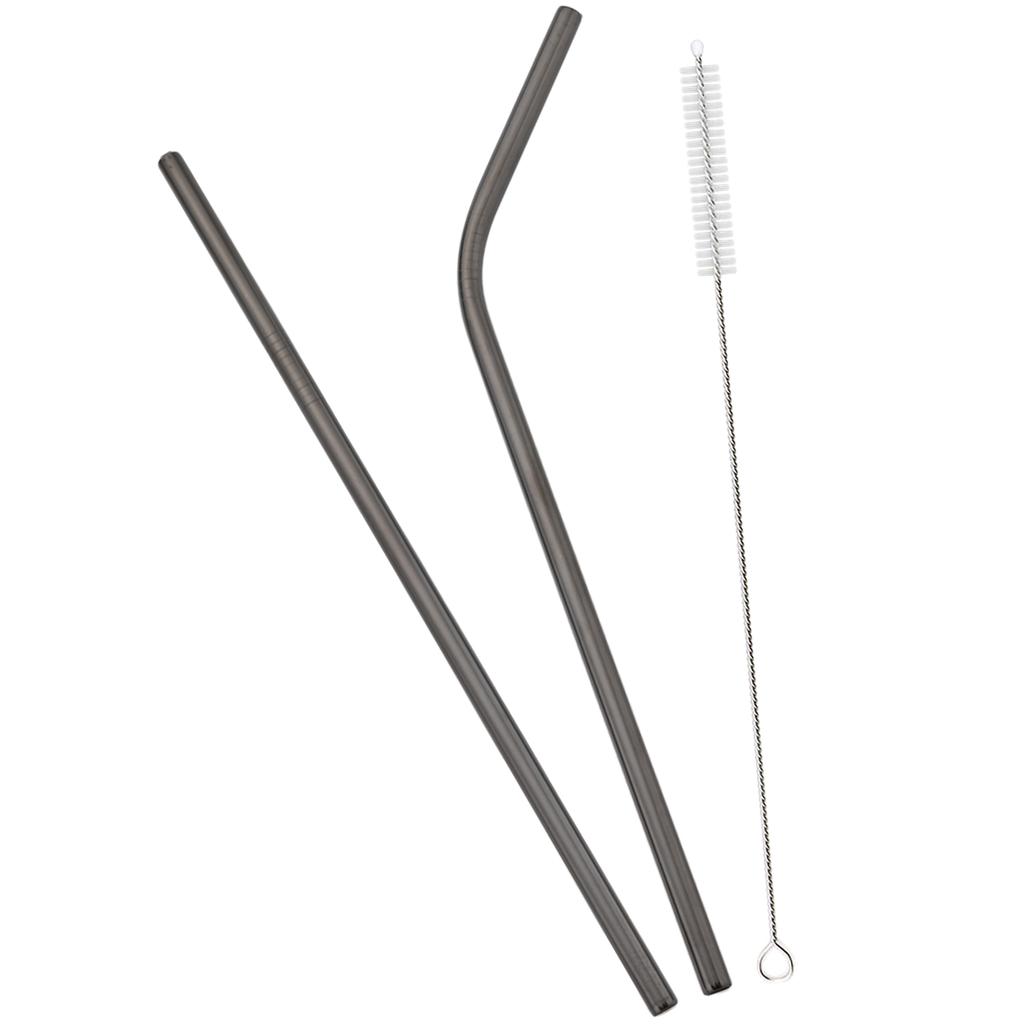 2pcs Stainless Steel Straight Bend Straw Set Fruit Juice Milkshake Cocktail Straw Pearl Milk Tea Drinking Straw Bar Accessories