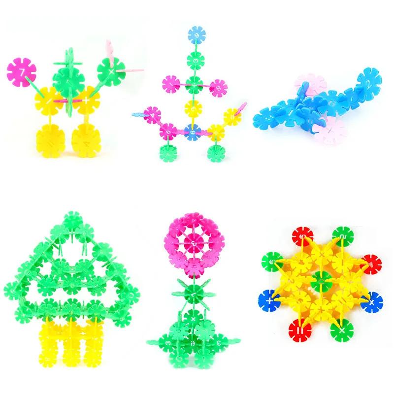 100pcs/lot Plastic Snowflake Building Blocks for Kids Construction Toys Children 3D Puzzle Kindergarten Baby Assembly Toy Game