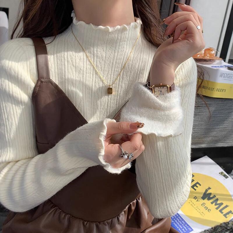 

YUZHAOLIN Women s Fleece-Lined Mock Neck Knitted Base Layer Top One Size (80-130 jin)