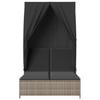 Vidaxl Doppia Sdraio con Tettoia e Tende, Polyrattan Grigio