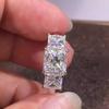 925 Sterling Copper Eternity Princess Square Cubic Zirconia Crystal Rings Women's Wedding Engagement Luxury Classic Lady Zircon