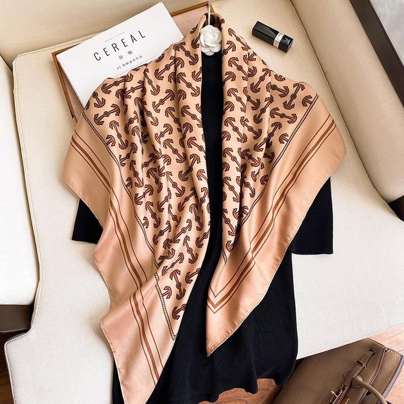 New Spring and Autumn Style Big Square Scarf for Women In Summer Sunscreen Shawl Decorative Scarf Printed Dual-purpose Fashion Scarf