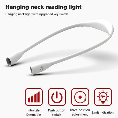 USB LED Book Light Rechargeable Night Run Lamp Stepless Dimming Flashlight 360-degree Adjustment Hands Free for Outdoor Lighting