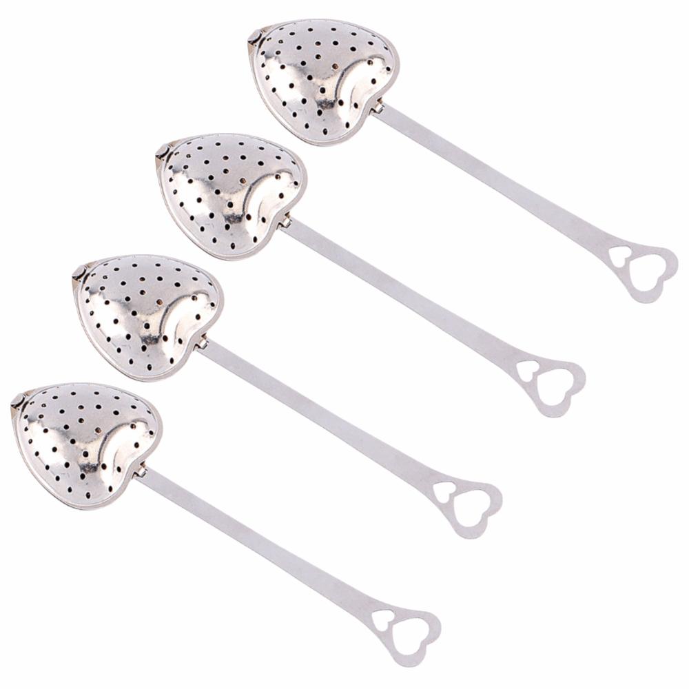 4pcs set Heart Shape Design Tea Infuser Spoon Stainless Steel Mesh Filter Tea Ball  For Seasonings