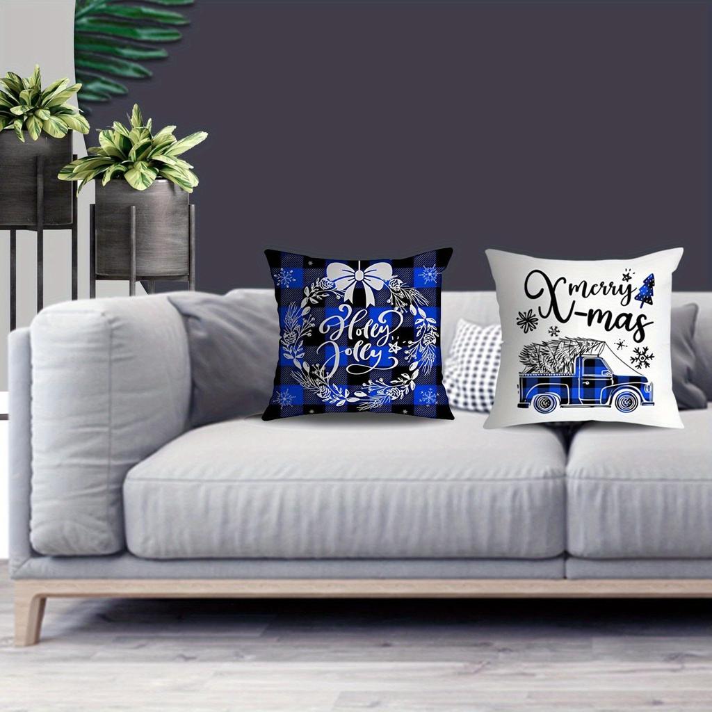 Weihnachtsdekoration Kissenbezug Frohe Weihnachten Auto Baum Karomuster Kissenbezug Sofakissen Suite Zimmer Heimdekoration