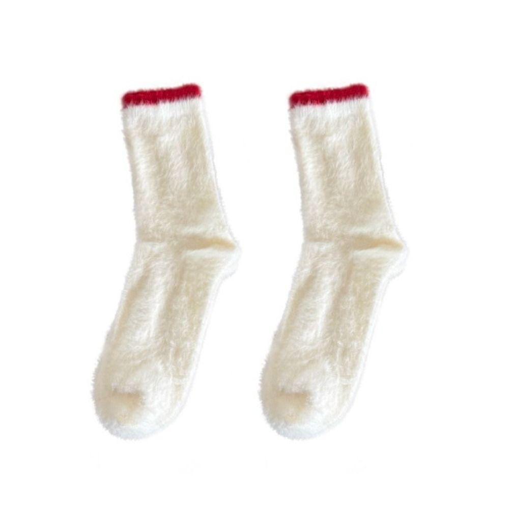 4Pairs Stripe Thicken Warm Socks Pile Up Tube Sock Women Fashion Winter Fluffy Socks  Women