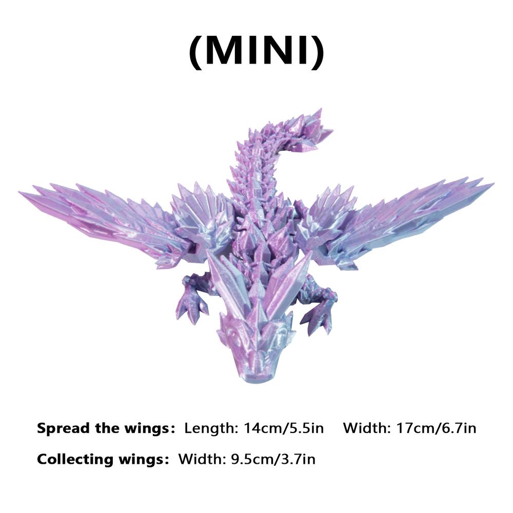 Kreatives Weihnachtsgeschenk 3D-gedruckte bewegliche Kristall-Drachen-Skulptur Mysteriöser Drache Spielzeug zum Zappeln Landschaftsdekoration