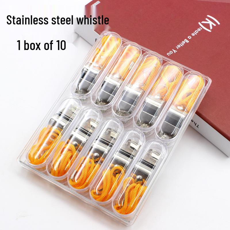 Edge-Bound Metal Whistle with Lanyard - Referee & SOS Outdoor Sports Whistle