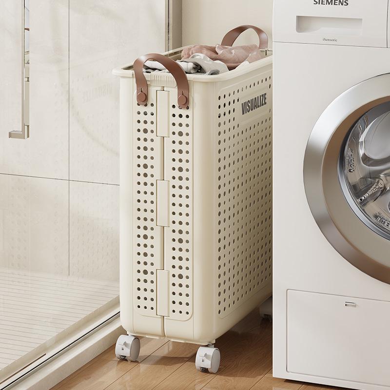 Foldable Laundry Basket with Wheels - Storage for Dirty Clothes