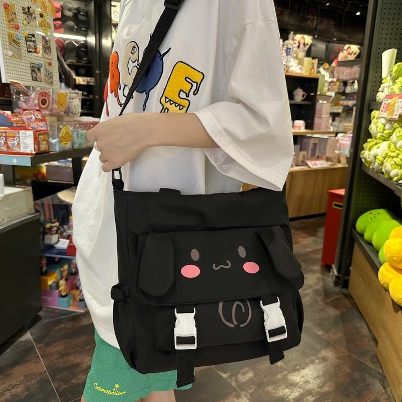 Cute ins student messenger bag soft girl new class shoulder bag college style retro mailman portable canvas bag