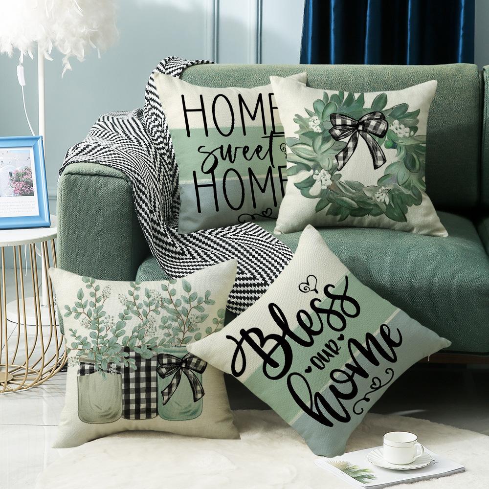 New Spring Pillow Series, Plant-based Letter Digital Printing Pillow Cover, Home Atmosphere, Ins Style
