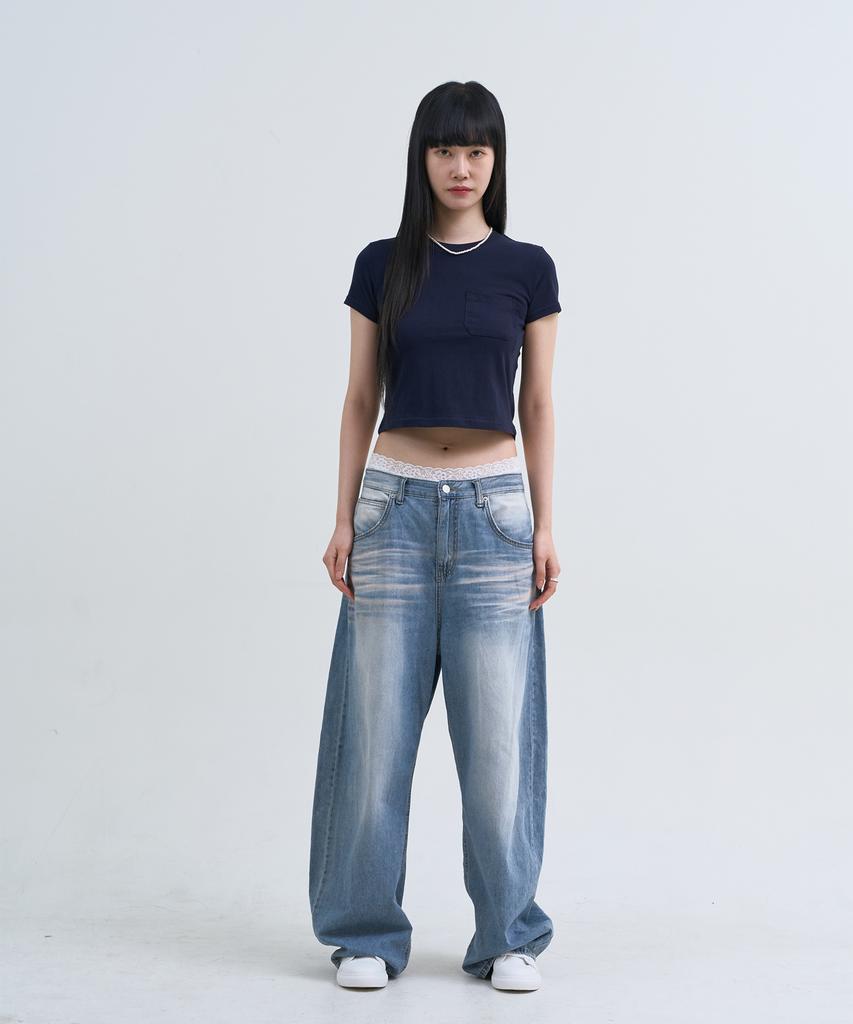 Yuseuteule Chest Pocket Short Sleeve T-Shirt (Navy)