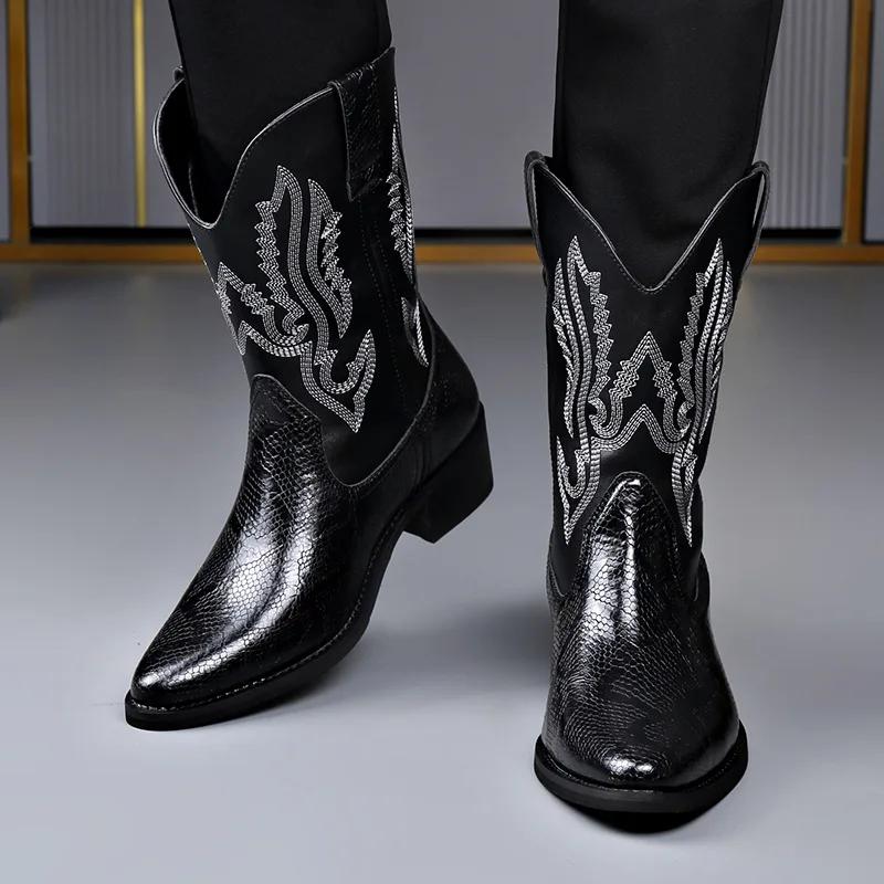 Fashion Autumn Winter Retro Knight Boots for Men Fashion Casual Leather Designer Luxury Shoes Male Big Size Solid Color Chelsea Boot Men