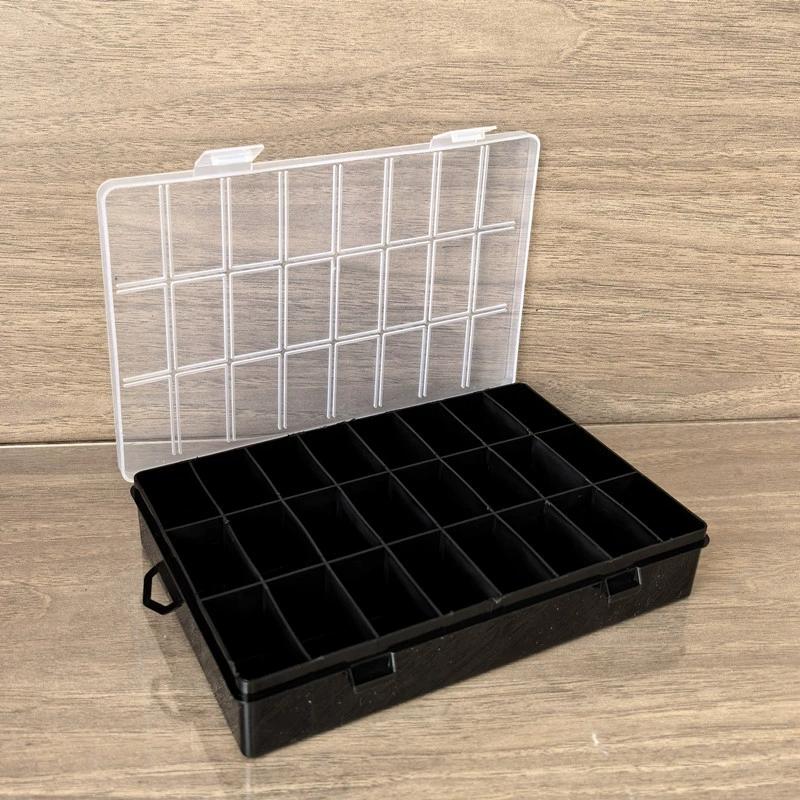 24 Grids Compartment Plastic Storage Box Jewelry Earring Box Bead Screw Container Home Storage Case Display Organizer Container