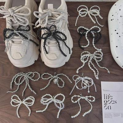 Breloque de chaussure nœud perlé fait main DIY – Décoration de chaussure tendance avec fermoir mousqueton pour femmes