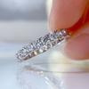 OEVAS 100% 925 Silver Full Square High Carbon Diamond Rings For Women Sparkling Wedding Party Fine Jewelry