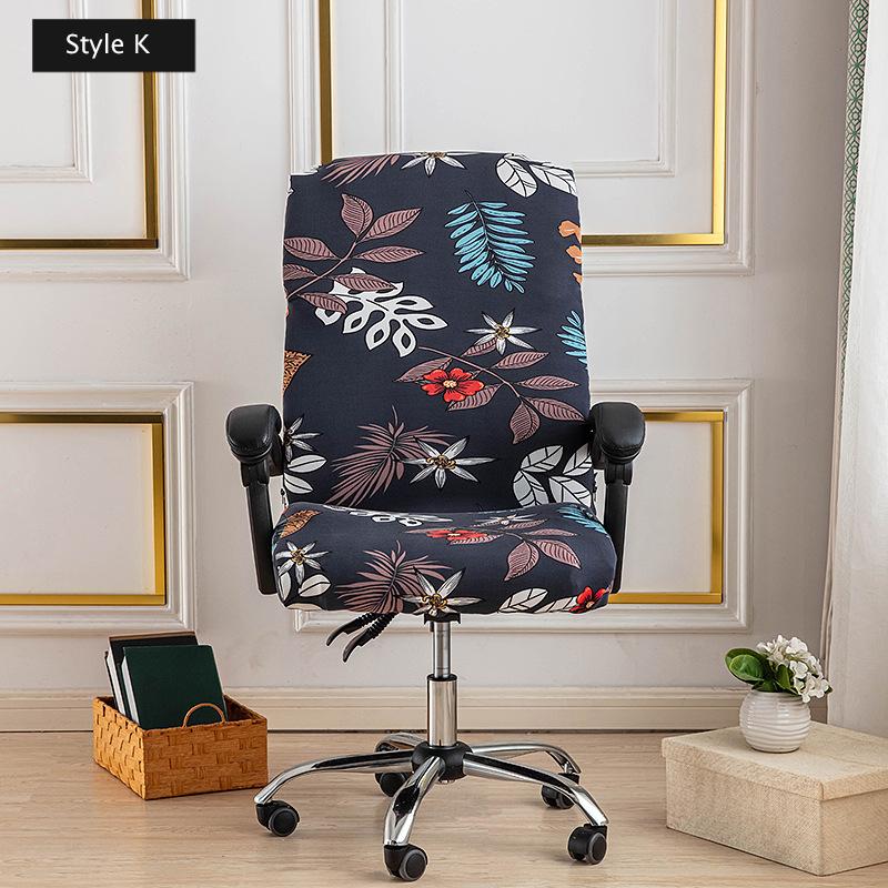 Stretch Printed Computer Office Chair Covers Universal Soft Desk Rotating Chair Protector with Zipper Removable Anti-Dust Cover