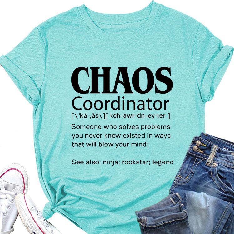 Summer New Casual Shortsleeved T Shirt Chaos Coordinator Printed Loose Crew Neck Top All Match Womens Fashion Pullover