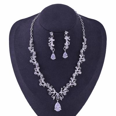 Koreański Bridal Rhinestone Cyrkon Kolczyk Naszyjnik Biżuteria ślubna Korona ślubna Zestaw akcesoriów do nakrycia głowy