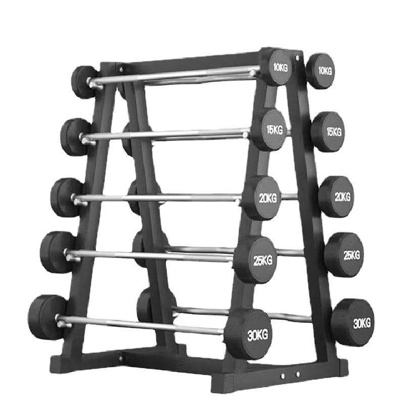 Yimai Rubberized Fixed Weight Barbell Set with Rack