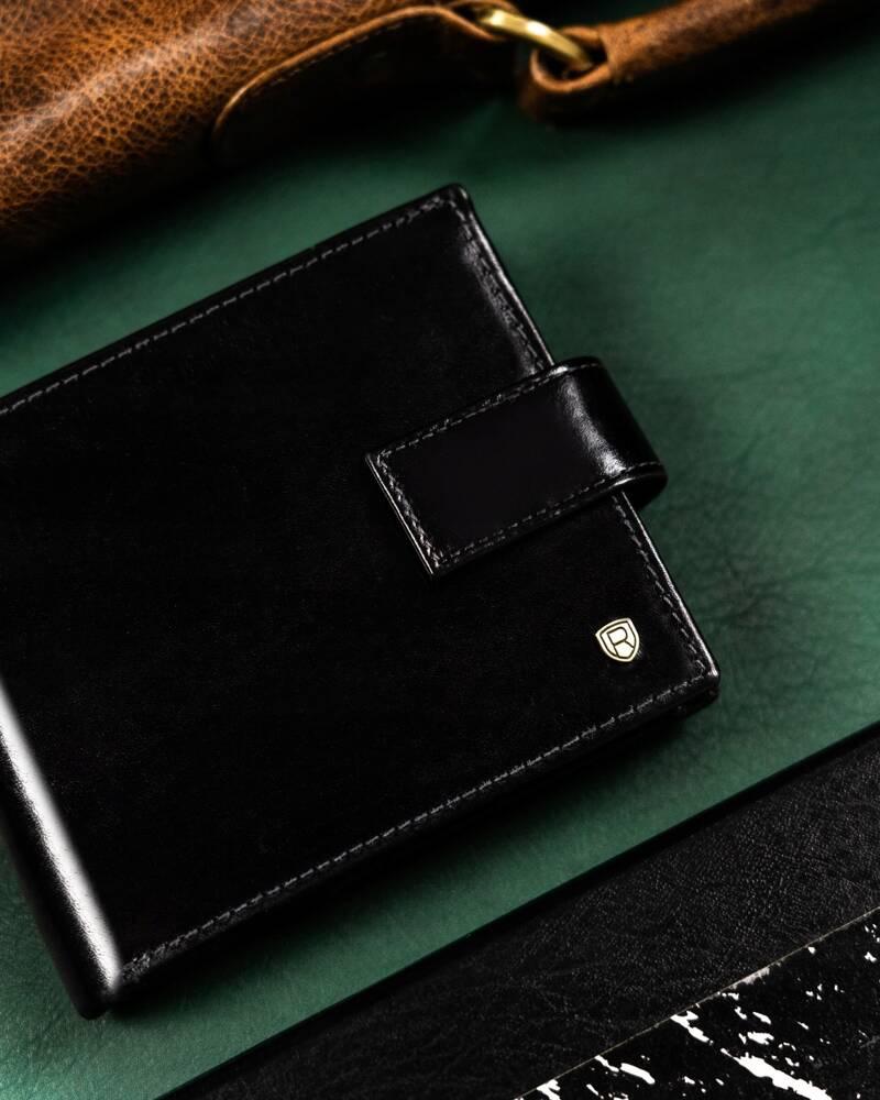 Large Leather Men's Wallet with Snap Closure - Rovicky