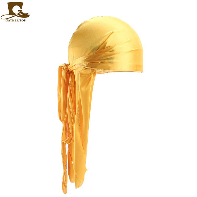 Male and Female Imitation Silk Long Tail Headscarf Hat Pirate Hat Hip Hop Headscarf Hat Silky Durag TJM-C