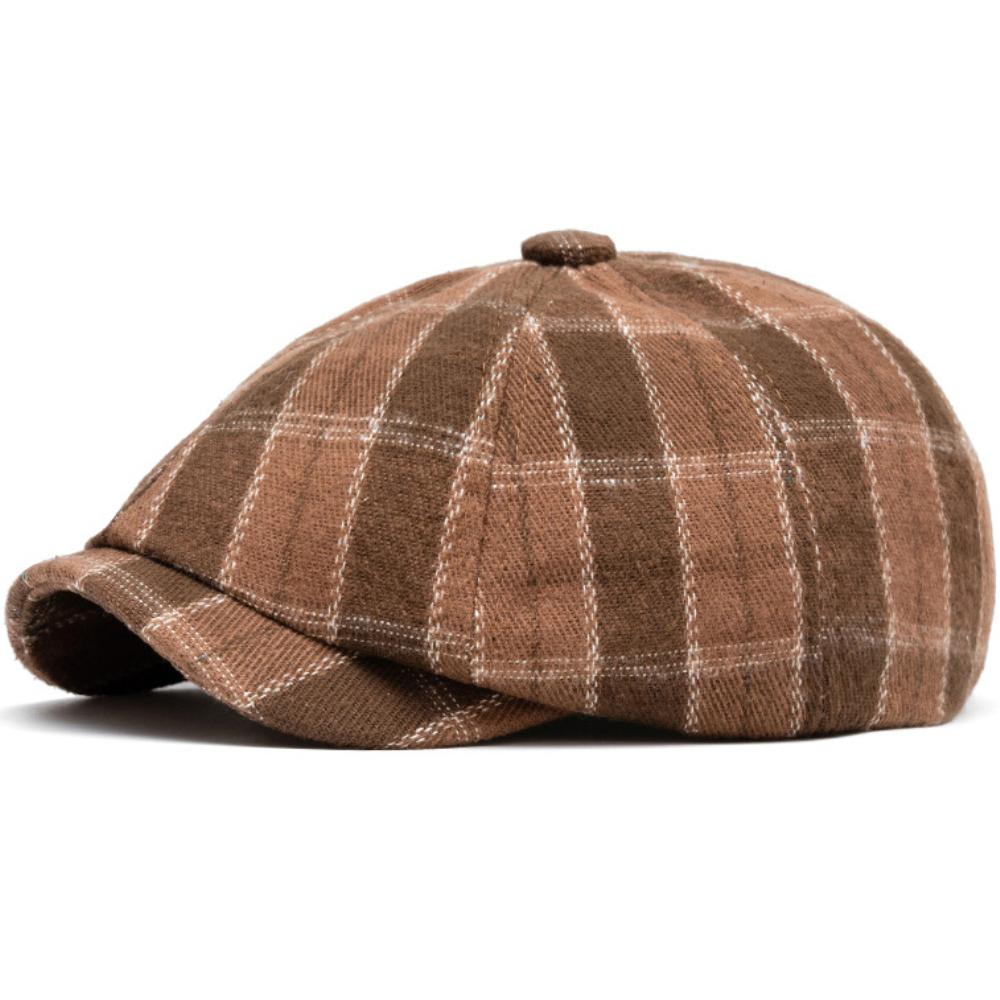 Ht4973 Berets New Spring Autumn Hats For Men Women Artist Painter Plaid Beret Hat Male Female Ivy Flat Cap Octagonal Beret Caps