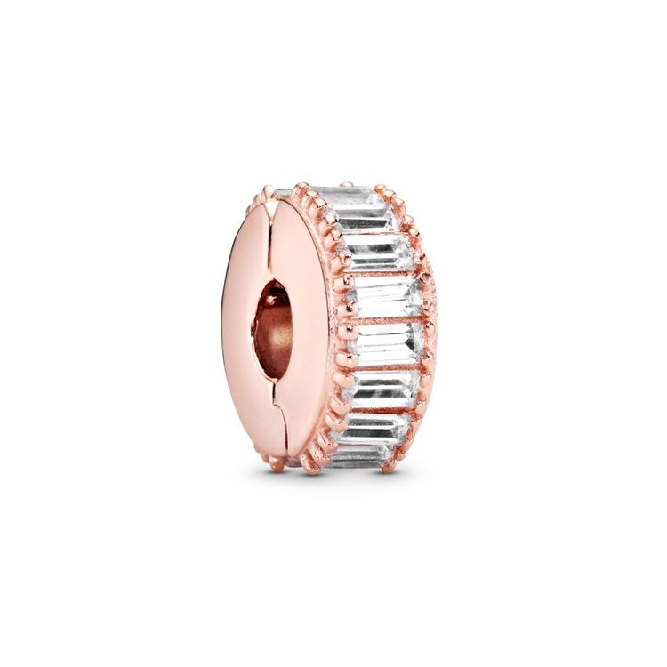 Pandora Brilliant Ice Crystal Fixed Clip Unisex Jewelry 787559CZ Rose Gold