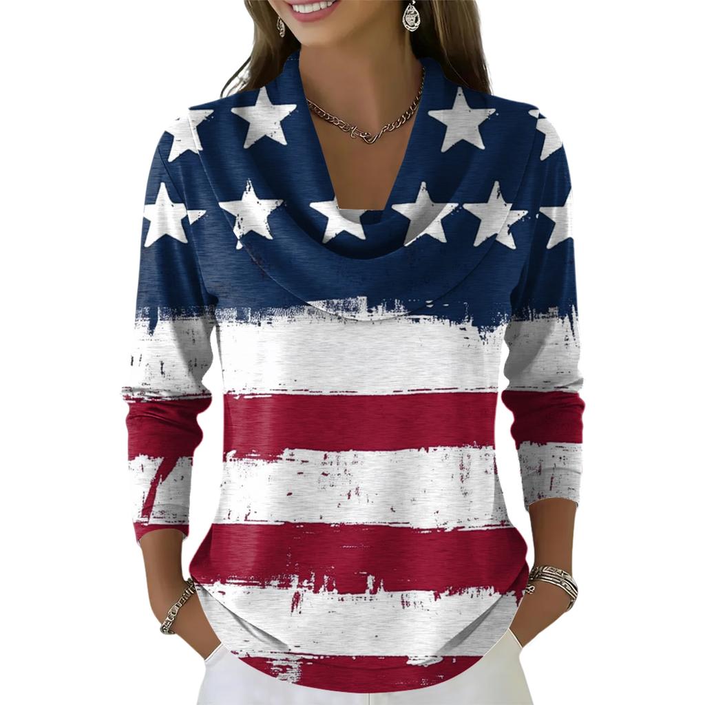 Women's Casual And Fashionable Round Neck Long Sleeved Printed Top Sweater