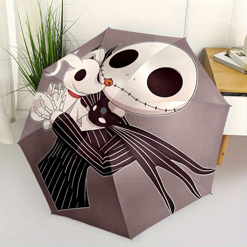 

1 Auto Open Jack Skellington, Sally Themed Colorful 8-rib Portable Umbrella for Men and Women, A Compact Commuting Companion Suitable for Da