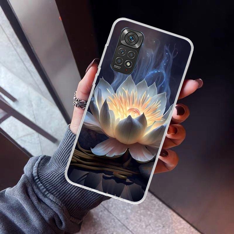 

Lotus Blue White Flowers Phone Case For Xiaomi Redmi Note 15 14 14S 13 12S 12 Pro Plus 11S 11 10S 10 4G Cover 11E 11T 5G Print F Redmi Note 11T 5G