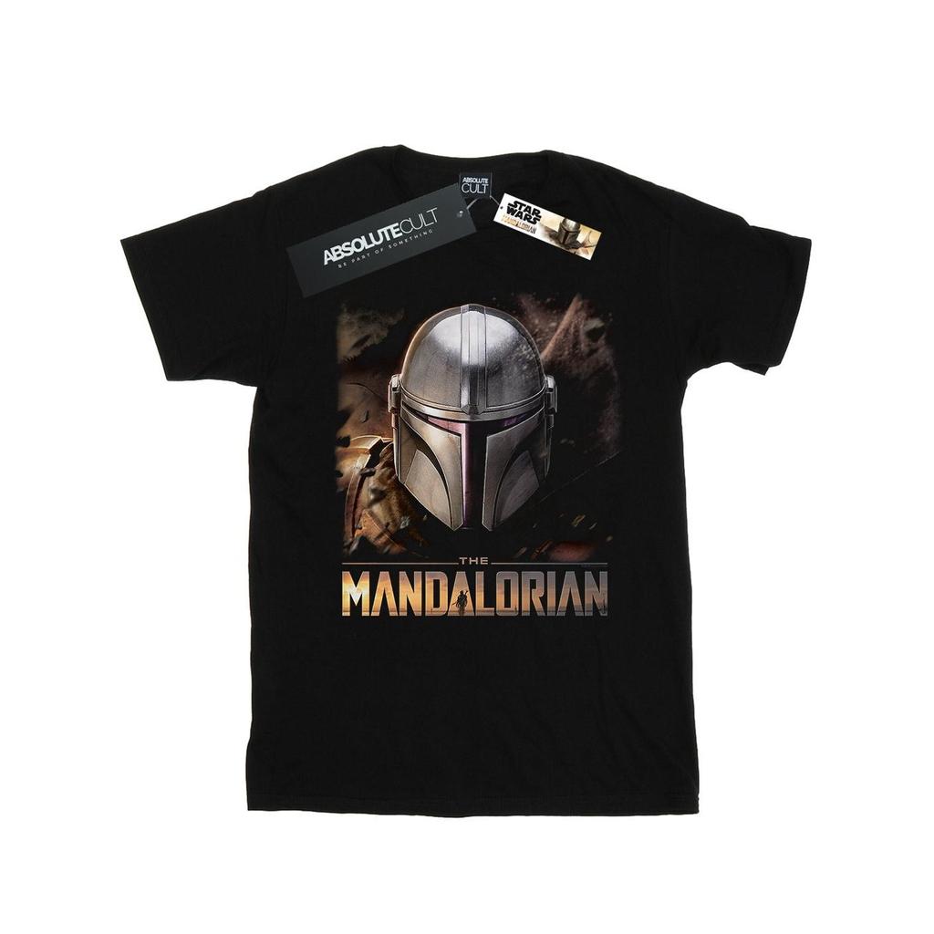 STAR WARS Womens/Ladies The Mandalorian Helmet Cotton Boyfriend T-Shirt