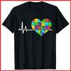 Love Heart Puzzle Acceptance Autism Awareness Black Cotton T-Shirt S-5XL