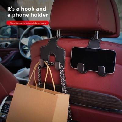Double Hook Car Headrest Hooks 2 In 1 Auto Rear Seats Hanger Universal Car Back Seats Hook Purse