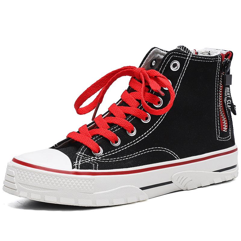 Otoño Nuevos zapatos de tela Personalidad Estilo de Hong Kong Tendencia Estudiante Zapatos casuales Todo-fósforo Versión coreana Zapatos de lona de caña alta Parejas