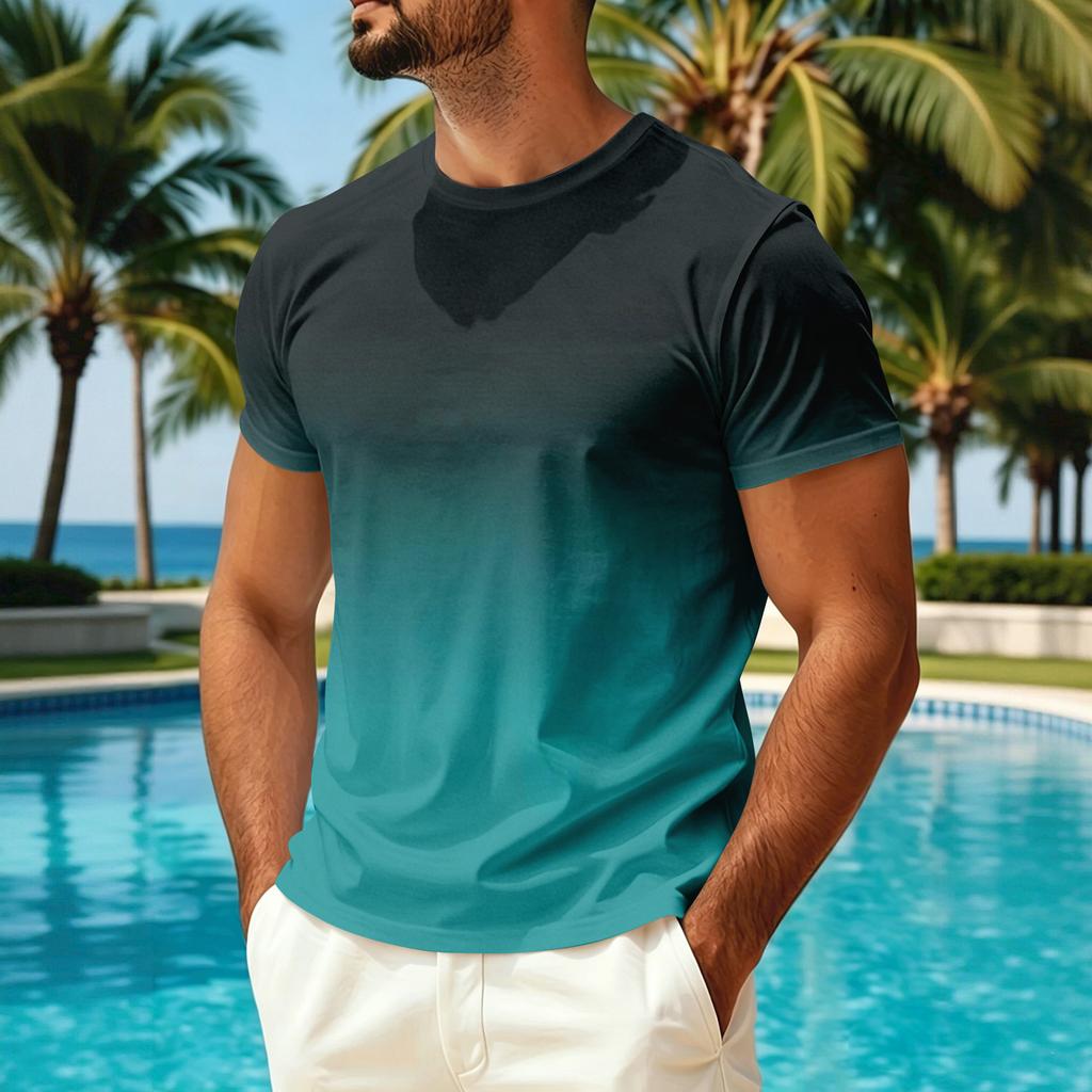 Men's Summer Crew Neck T-Shirt Quick Dry Breathable Lightweight Casual Short Sleeve Shirt for Outdoor Activities and Sun Protection