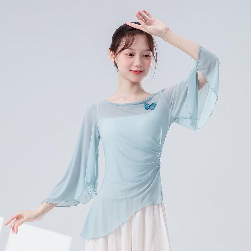 Women's Flying Sleeve Mesh Dance Top: Chinese Dance Costume