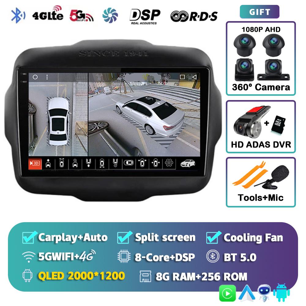 Android 14 Carplay Auto Car Radio For Jeep Renegade 2016-2020 GPS Navigation Multimedia Video Player Autoradio Stereo WIFI+4G BT