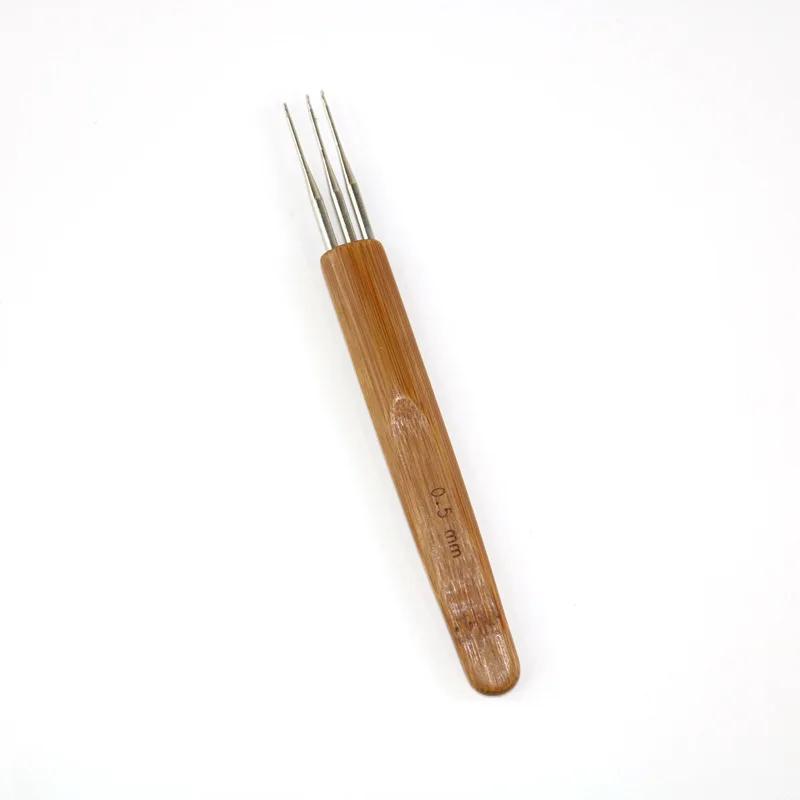 0.5mm 0.75mm 1Pc Dreadlock Needle Bamboo Handle Crochet Hook DreadsLock Hair Sewing Weaving Tool