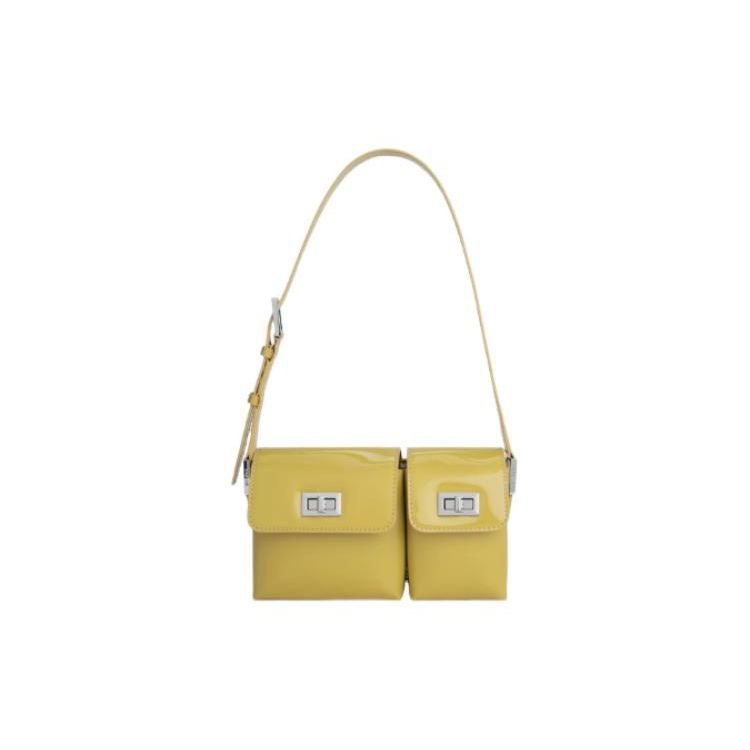 By Far Baby Billy Fashionable Small Twin Leather Shoulder Bag Women Bags Pear-Yellow 23PFBABYBOPEAPSMA Basic Set BagDust Bag 25580₽
